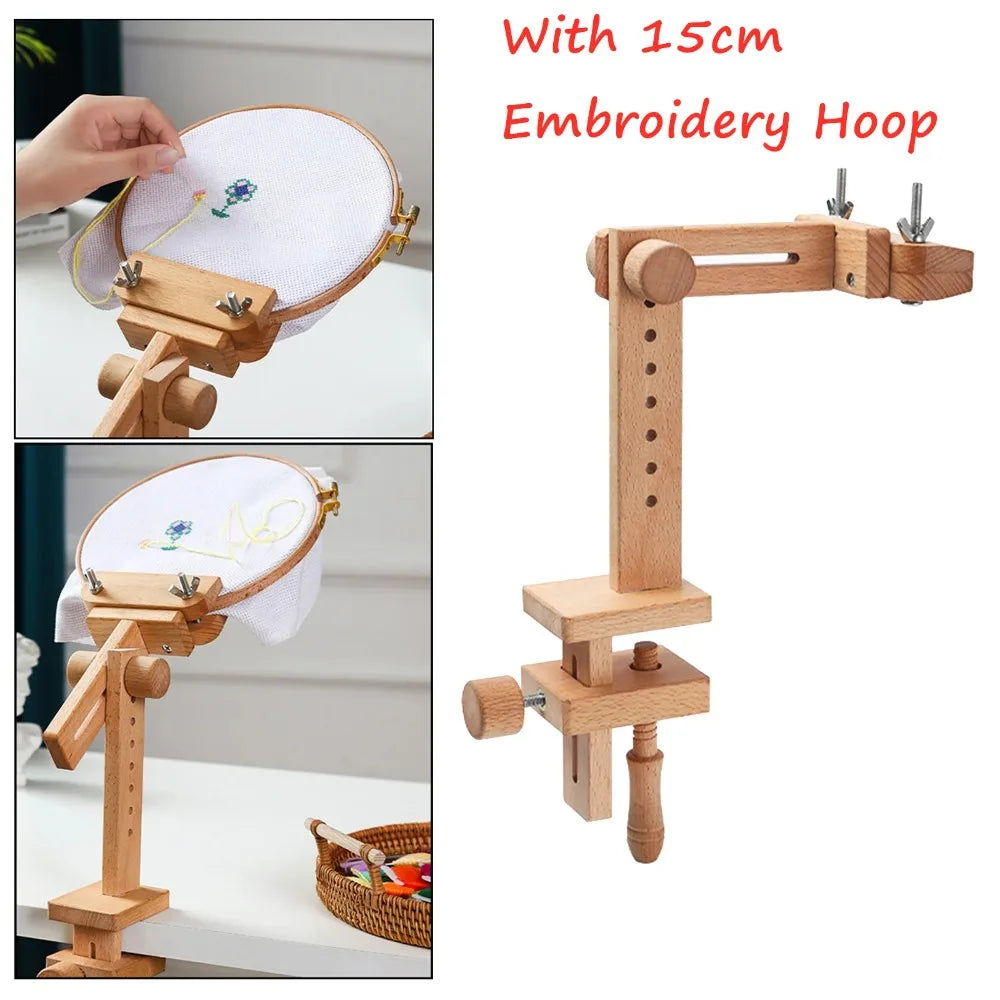 Soporte de escritorio ajustable para bastidor de bordado de madera con rotación de 360 grados Marcos de bastidor de punto de cruz Anillos Regalos para adultos y madres Costura