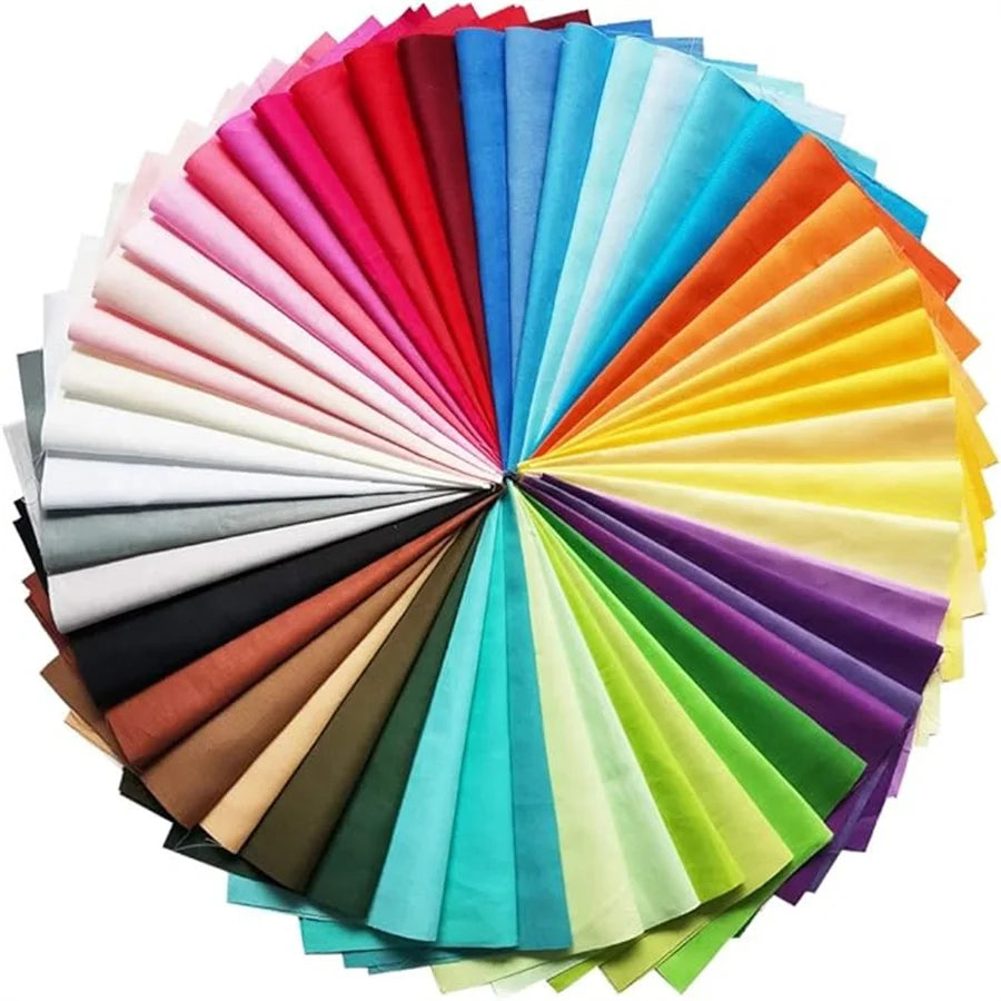 50-Piece Precut Fabric Squares Set – 20x20cm Solid Colors for Quilting & Patchwork
