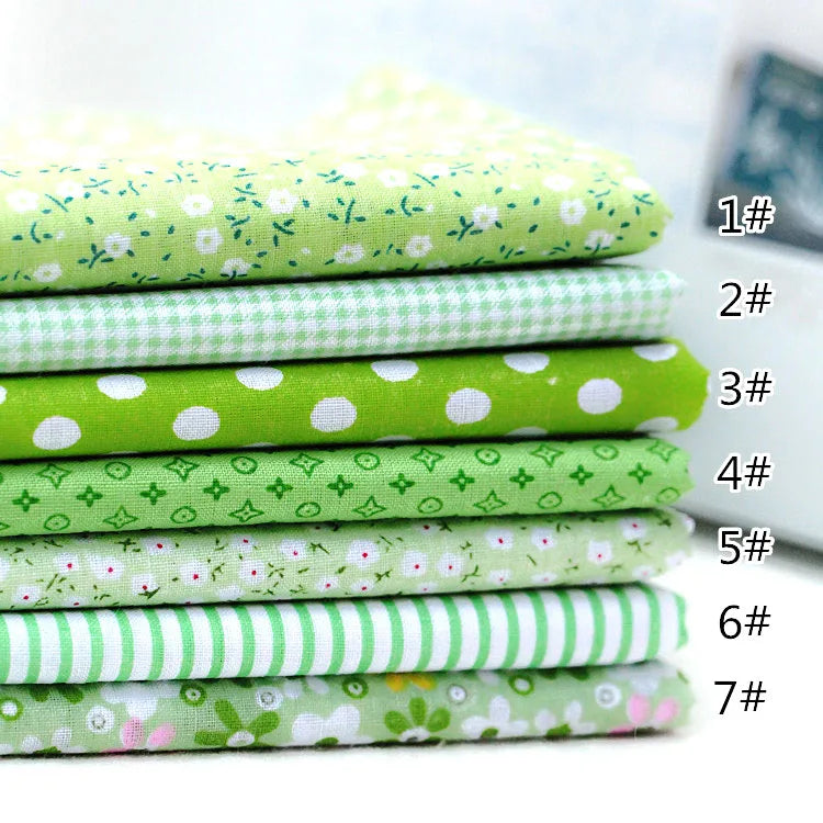 7-Piece Multicolor Cotton Fat Quarter Bundle — 25x25cm (Set D)