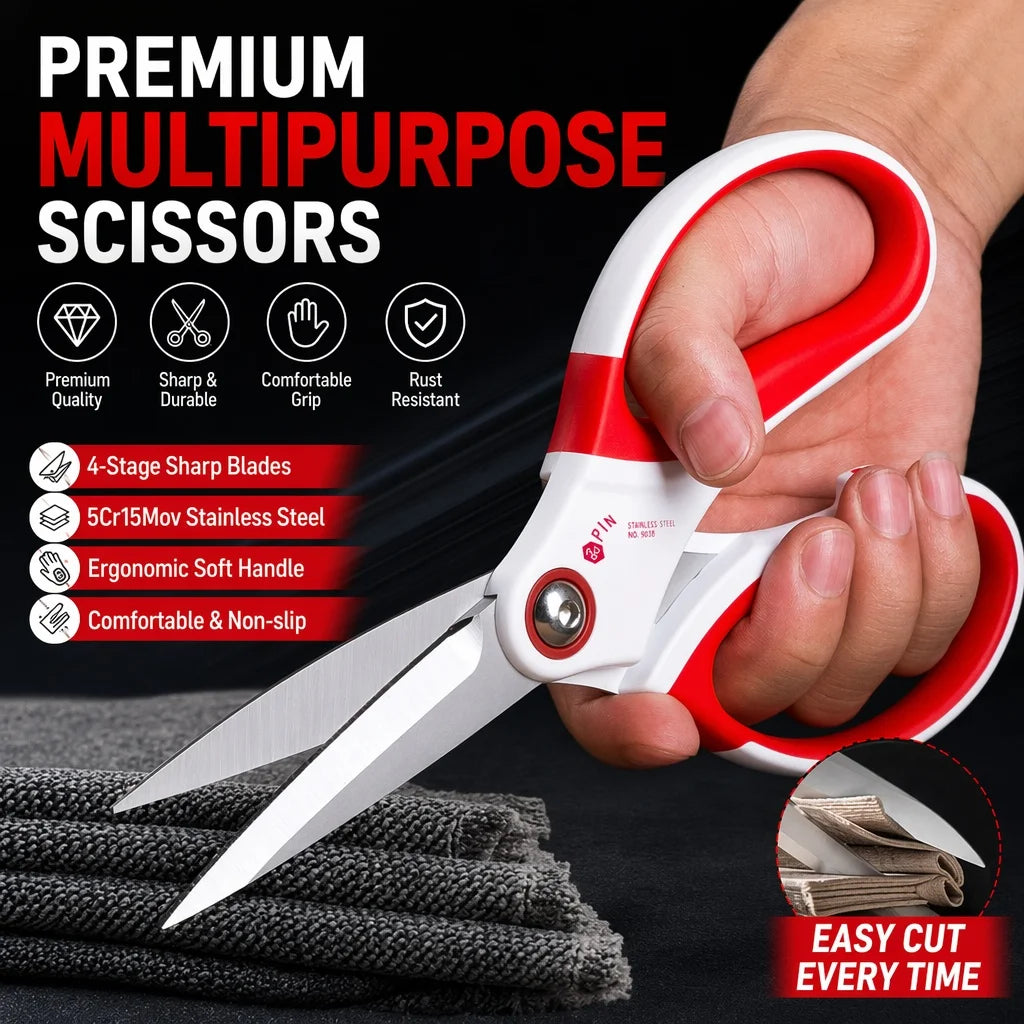Tijeras resistentes de 20 cm - Cizallas multiusos de acero inoxidable para cuero, cuerda, tela y plástico