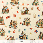 Tela estampada de pan de jengibre navideño y festivo – 100% poliéster, 150 cm de ancho