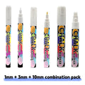 White Liquid Chalk Marker Pen – Erasable, Water-Based, 5 Tip Sizes