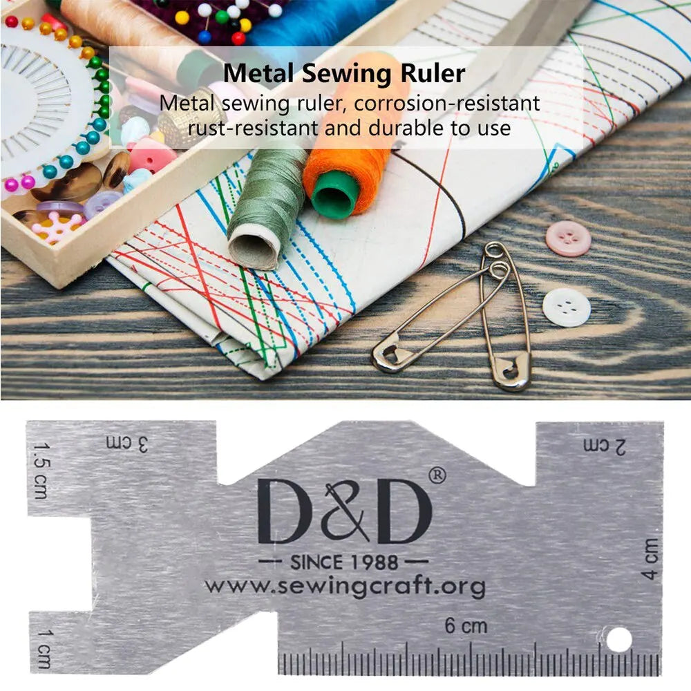 Stainless Steel Sewing Gauge – Metal Measuring Ruler for Quilting, Patchwork & Hand Sewing