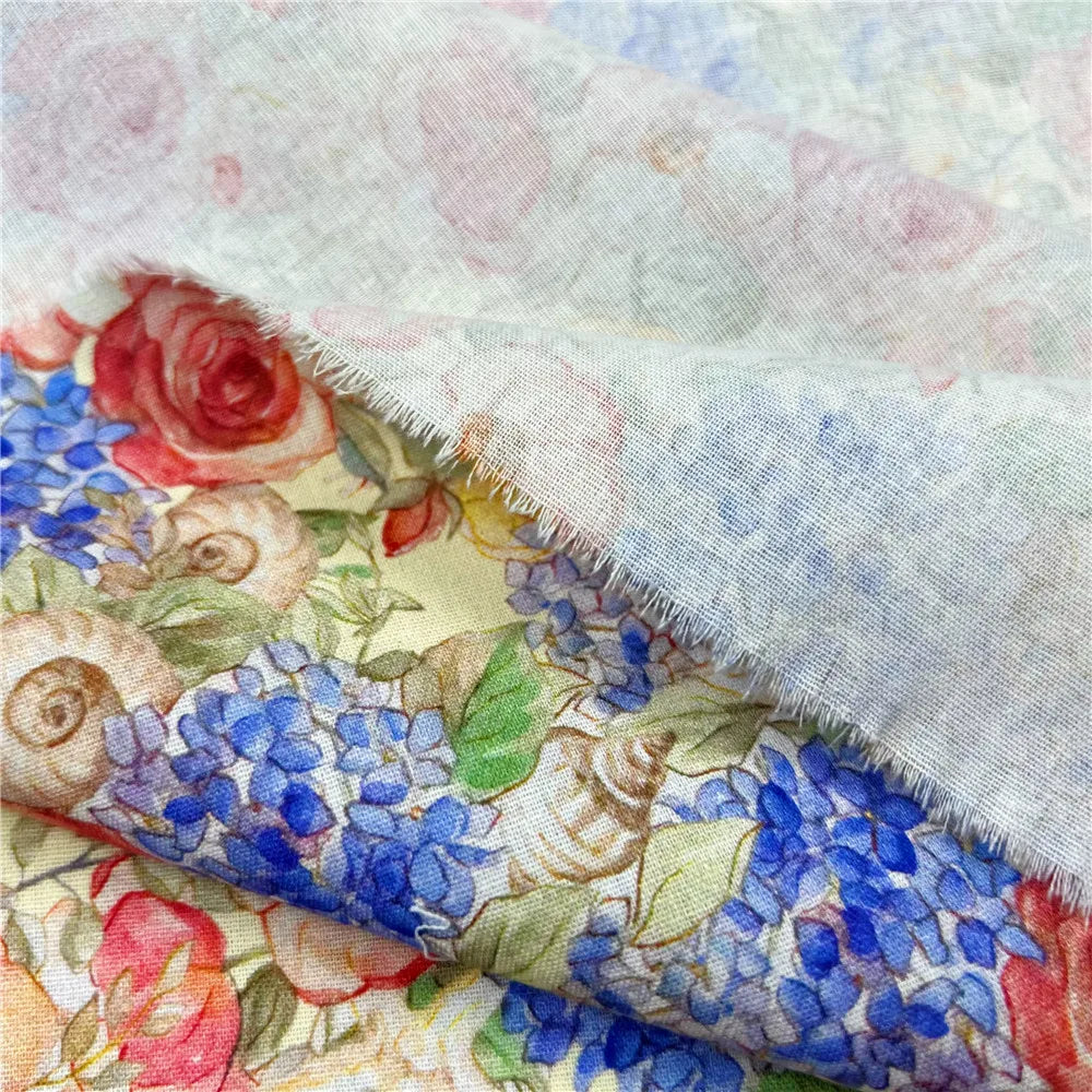Oil Painting Watercolor Floral Print Fabric | 110cm Wide | Retro Cheongsam, Dress & DIY
