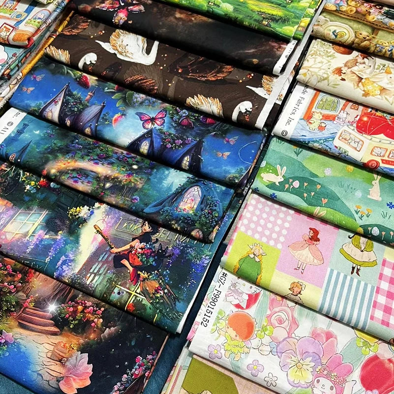 HD Digital Print Cotton Fabric | Fairy Tale Elf Design | Sold by Half Meter