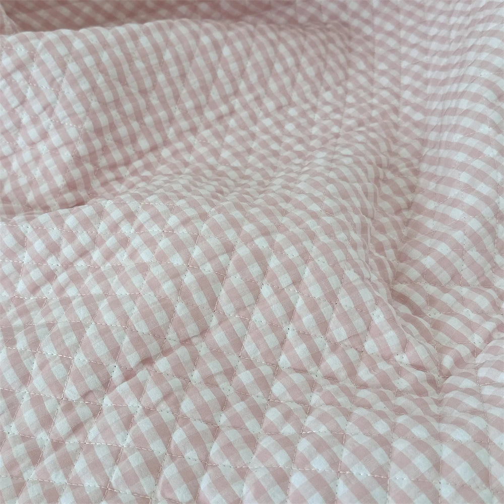 Quilted Cotton Padded Composite Fabric – 57" × 20" Color-Block Plaid Panel | Clothing Lining & Cushion Sewing