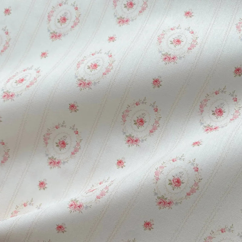 Floral Rose Print Cotton Blend Fabric — 145cm Wide | Shirts, Pajamas & Doll Clothes