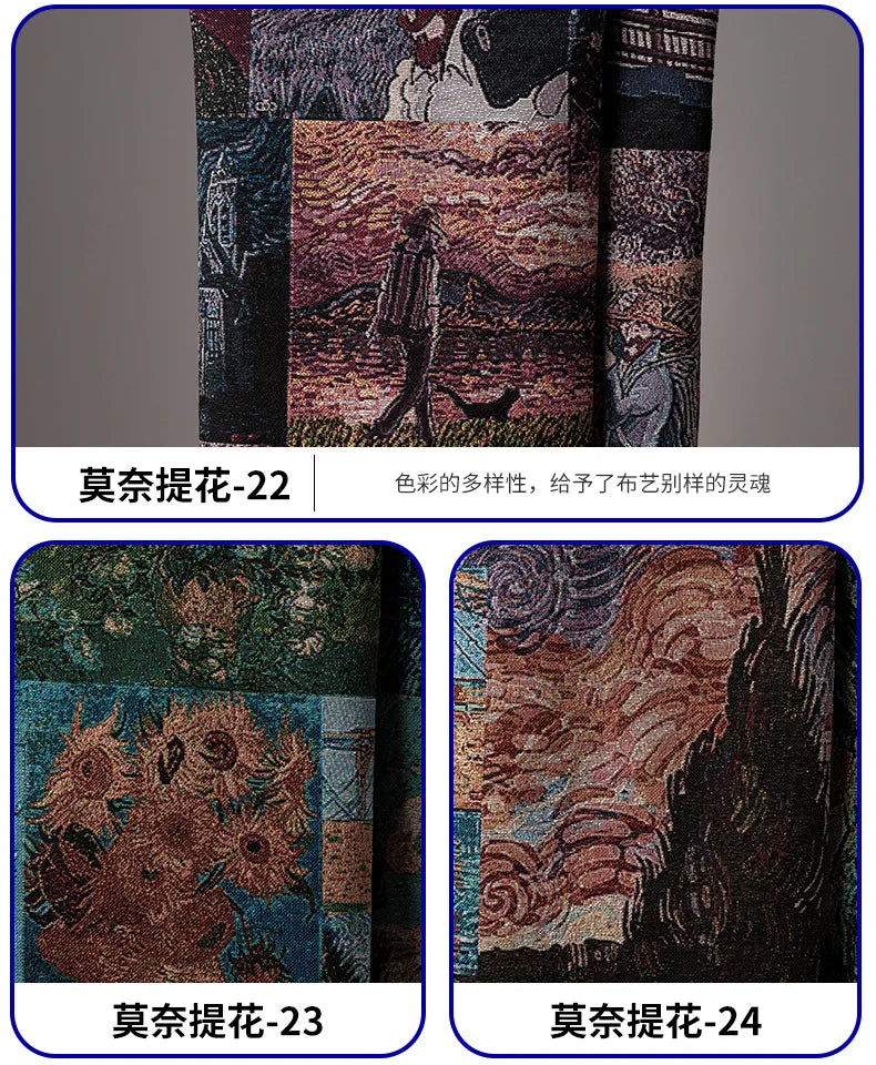 Monet Oil Painting Jacquard Fabric by the Meter | 146cm Wide | Home Décor & Sewing