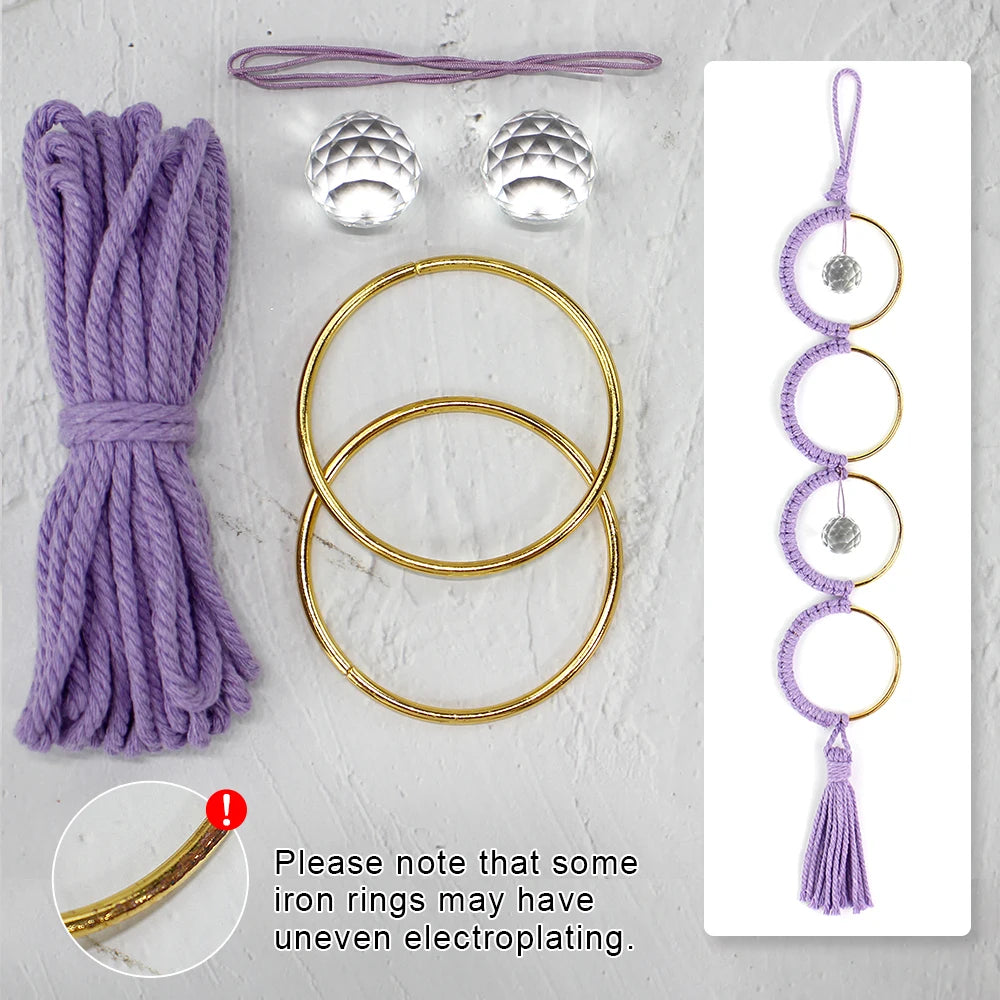 Bohemian Macramé Suncatcher Kit – DIY Crystal Ring Wall & Window Decoration
