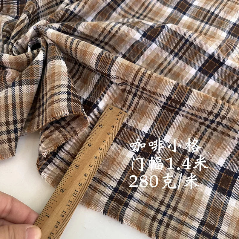 Brushed Plaid 100% Cotton Fabric – 145cm Wide, 250g/m for Shirts, Dresses, Coats & DIY