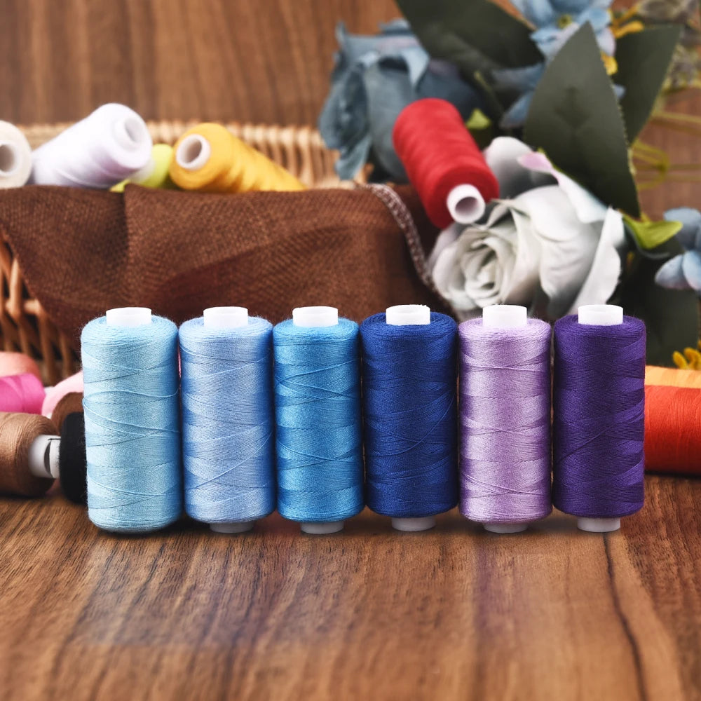 Polyester Sewing Thread Set — 6 Rolls, 400 Yards Each