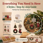 Kit de adornos navideños con cuentas para manualidades, juego de abalorios hechos a mano de 4 piezas, árbol de Navidad, copo de nieve, corona y calcetín, regalo de manualidades navideñas