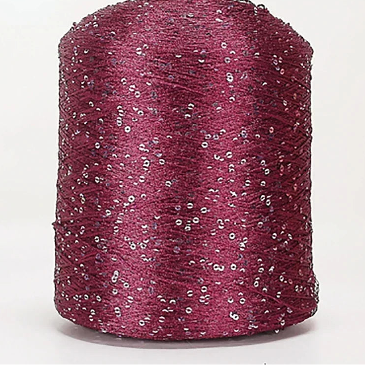 500G Glitter Fancy Yarn with Sequins – Hand Knitting & Crochet | 3mm Sequins | 25 Colors