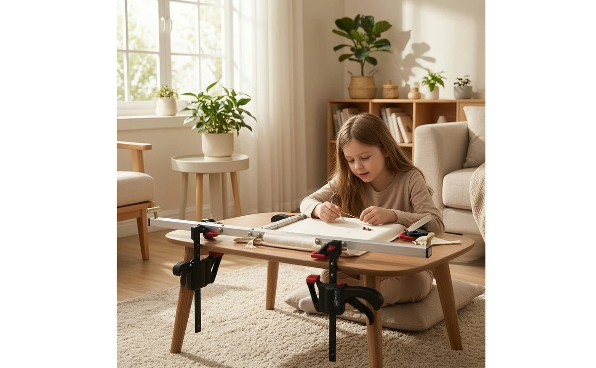 Soporte ajustable con abrazadera para bastidor de bordado y acolchado de mesa