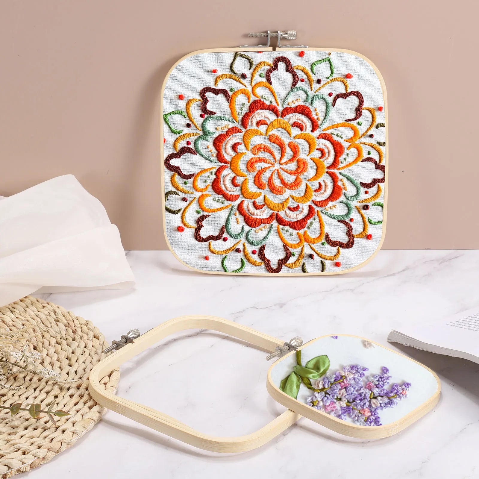 Square Bamboo Embroidery Hoop (7.9" x 7.9")