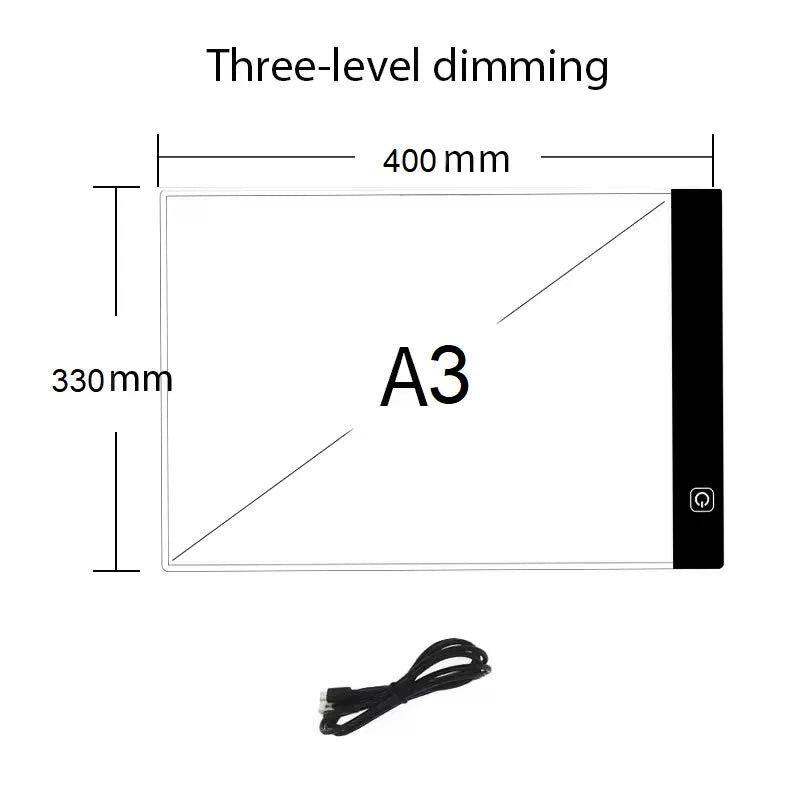 Almohadilla de luz LED para pintura de diamantes y bordado – Caja de luz de calco regulable de 3 niveles | A5, A4, A3