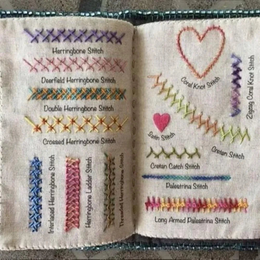 Embroidery Stitch Guide Book – Beginner-Friendly Canvas Reference | DIY Sewing & Needlework for Hobbyists