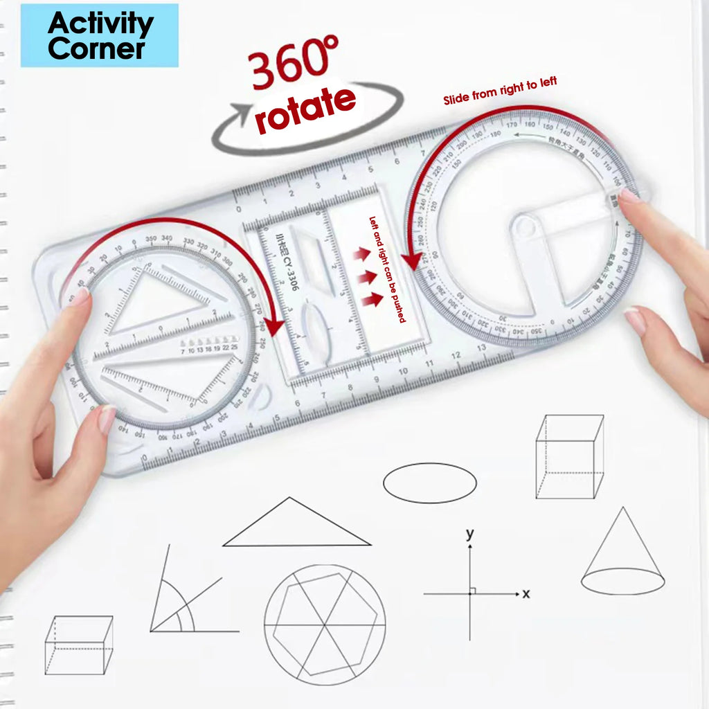 Juego de reglas de curvas geométricas multifuncionales de 3 piezas – Plantillas transparentes de dibujo de patrones para costura y arte