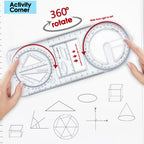 Juego de reglas de curvas geométricas multifuncionales de 3 piezas – Plantillas transparentes de dibujo de patrones para costura y arte