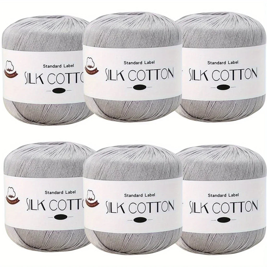 Hilo de Algodón de Seda - Hilo Fino para Ganchillo, Suéteres de Punto, Chales, Bufandas y Manualidades, Hilo Suave y Duradero 50g/unidad