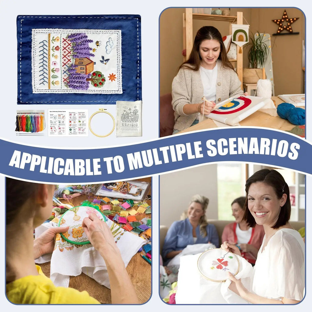 Embroidery Book for Beginners – 90+ Patterns, Reusable Fabric & Elegant Gift Box