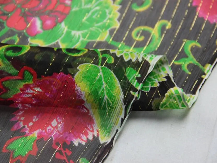 Floral Print Silk-Cotton Blend Fabric – 135cm Wide, 9-10mm | Dresses, Blouses & Luxury DIY Sewing