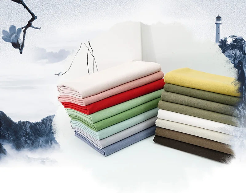 Solid Color Cotton-Linen Blend Fabric – 195 g/m², 135 cm Wide