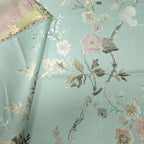 Tejido Jacquard de Satén Rama Floral — Mezcla de Poliéster/Algodón, 145cm (57") de Ancho | 100cm o 200cm