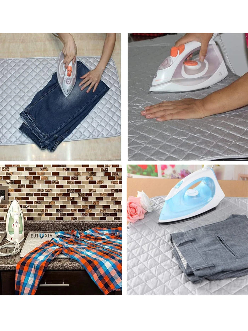Magnetic Quilted Ironing Mat – 100% Cotton, 4-Magnet Non-Slip, Foldable Pressing Pad for Washer & Dryer