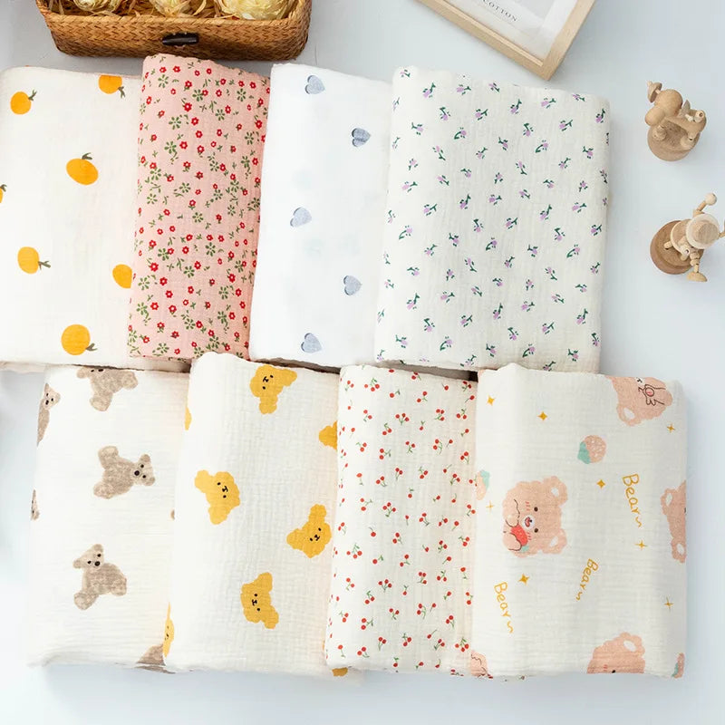 Double Gauze Cotton Muslin Fabric | 100% Cotton | 132cm Wide | Printed | Baby, Bedding & DIY