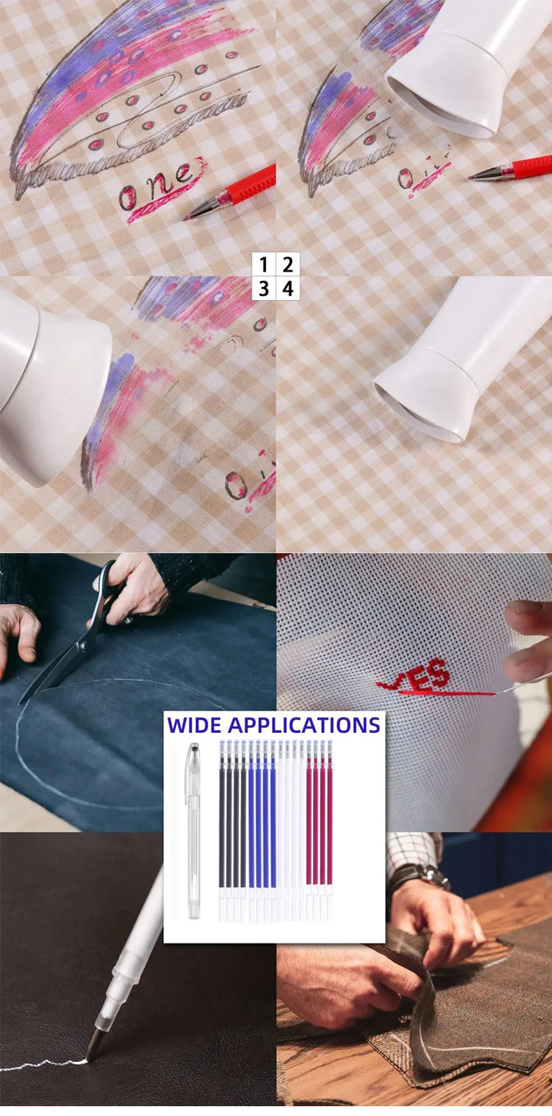 Heat-Erasable Fabric Marking Pens for Quilting & Sewing