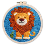 Punch Needle Embroidery Starter Kit – Animal Pattern | 20×20cm (7.8") with Hoop & Yarn