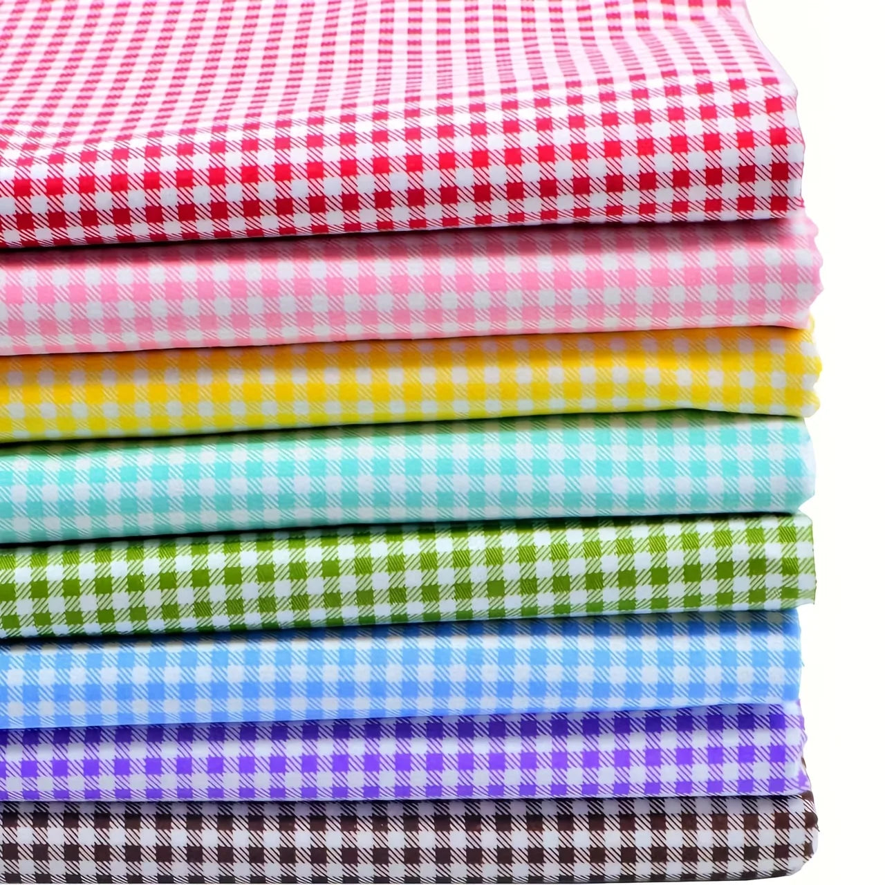 Fat Quarters Plaid & Polka Dot Patchwork Fabric Bundle – 8pcs 100% Cotton
