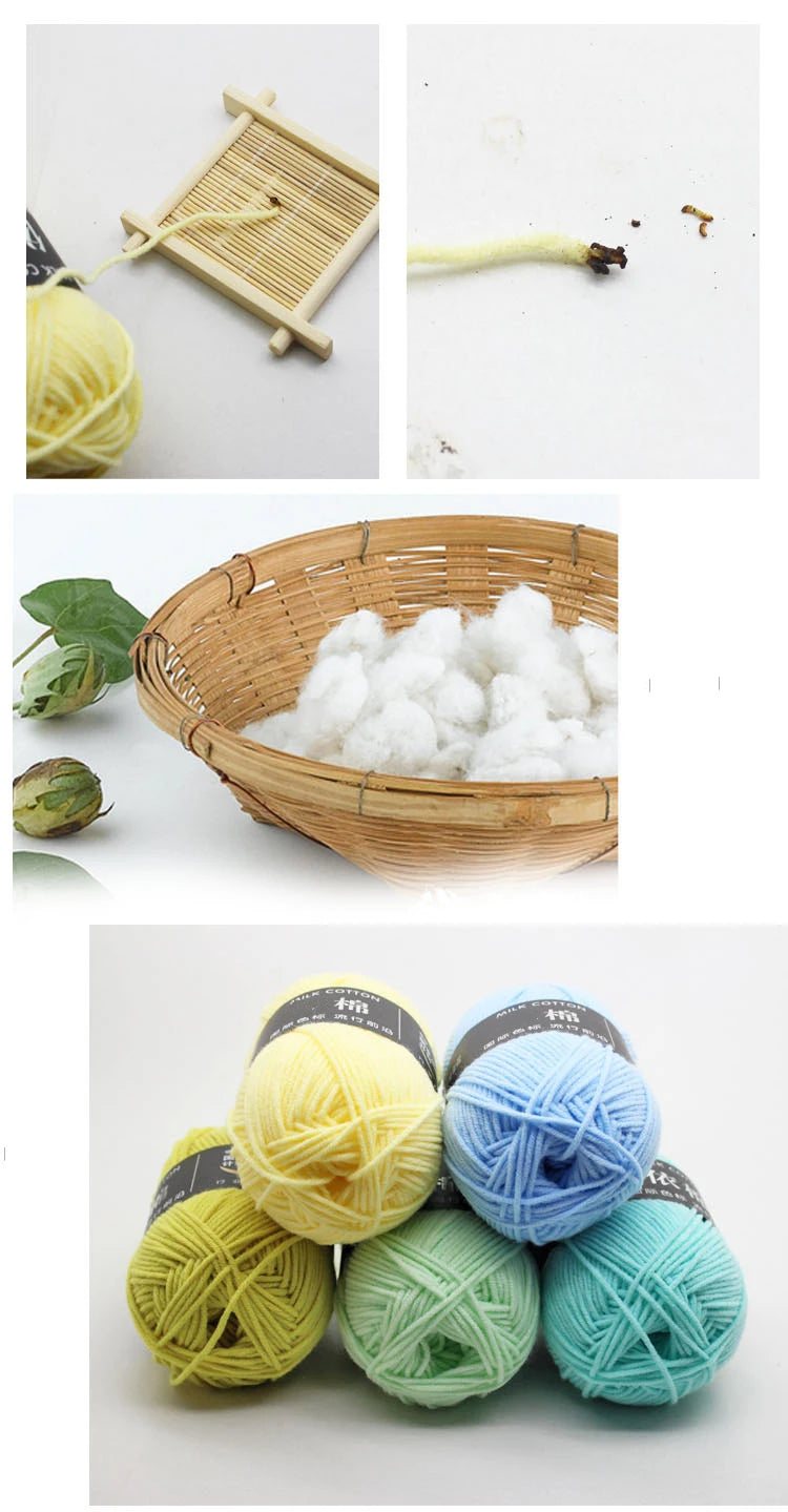 4-Ply Milk Cotton Knitting Yarn – 80% Cotton Blend | 40-50g Skein for Crochet, Sweaters & Amigurumi