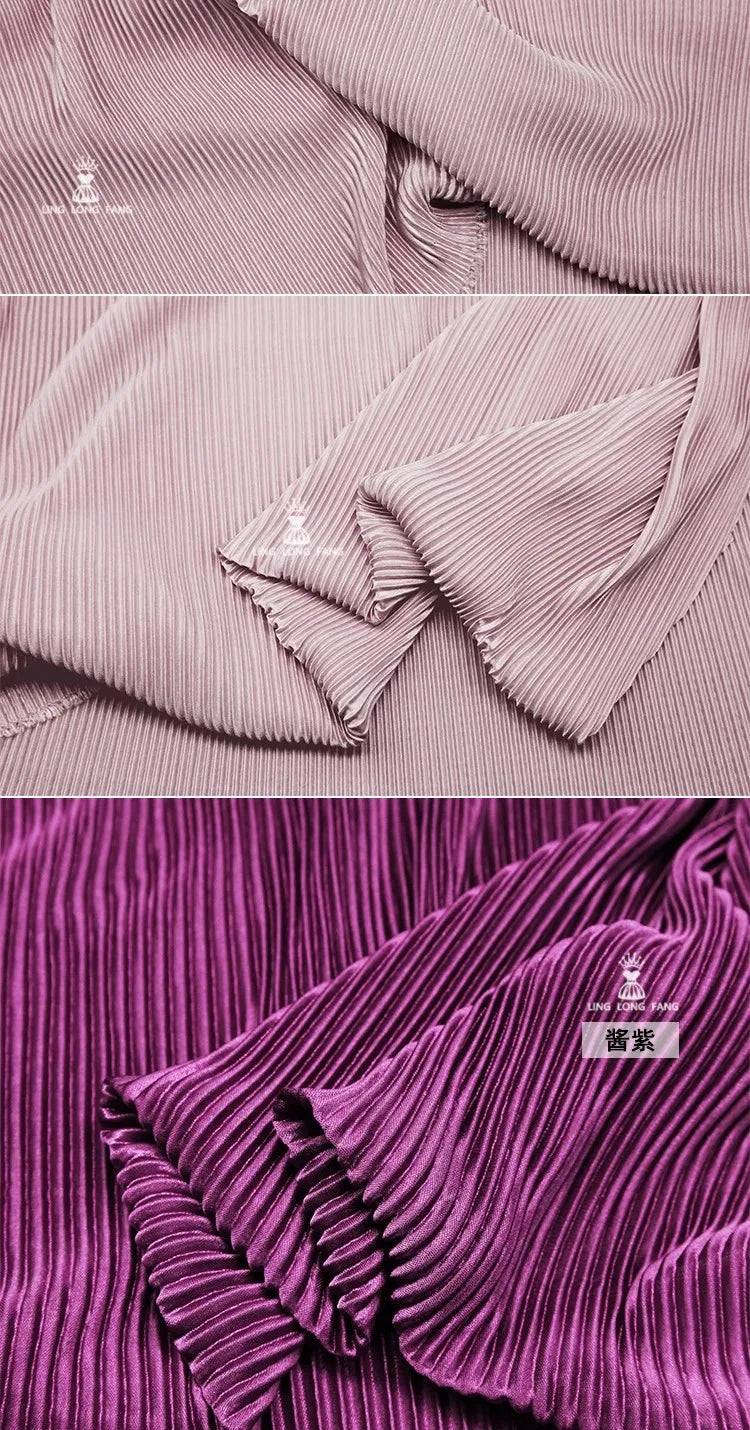 Striped Pleated Elastic Knit Fabric – 100% Polyester, 150cm Wide – For Dresses, Wide-Leg Pants & Designer Apparel