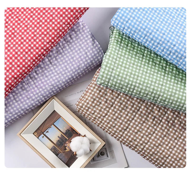 Pure Cotton Grid Quilted Fabric — Anti-Static, High-Absorbency | 0.5, 1 & 2 Yard Cuts