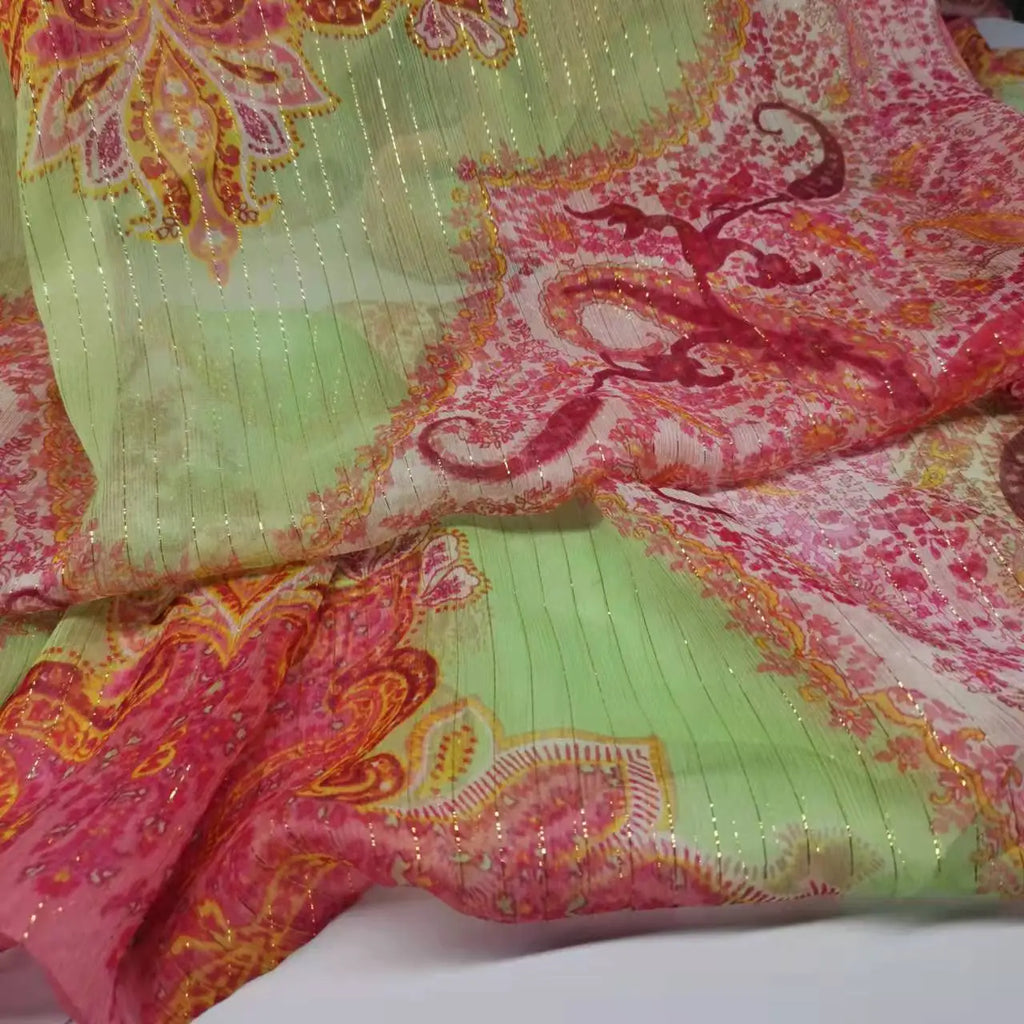 Floral Print Silk-Cotton Blend Fabric – 135cm Wide, 9-10mm | Dresses, Blouses & Luxury DIY Sewing