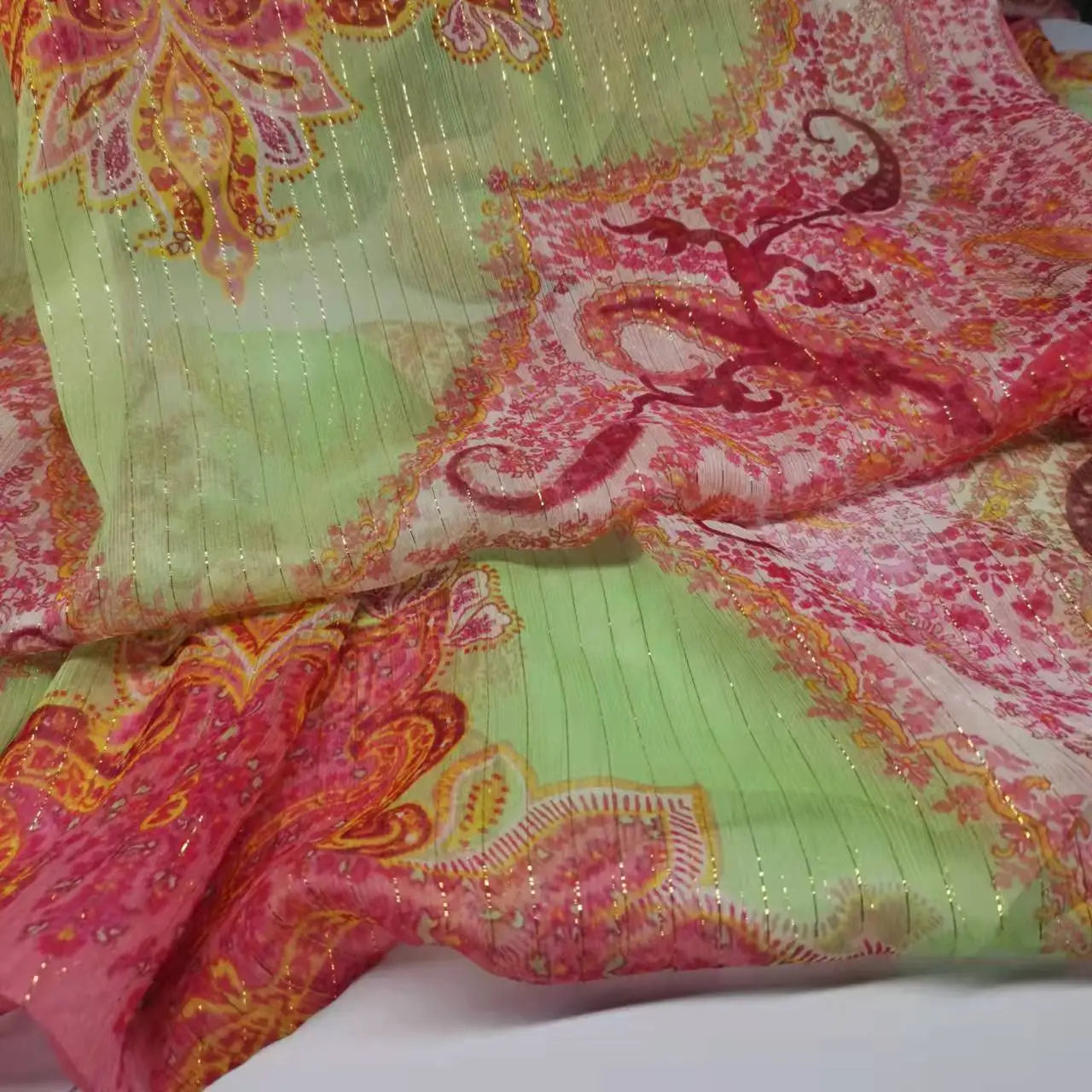 Floral Print Silk-Cotton Blend Fabric – 135cm Wide, 9-10mm | Dresses, Blouses & Luxury DIY Sewing