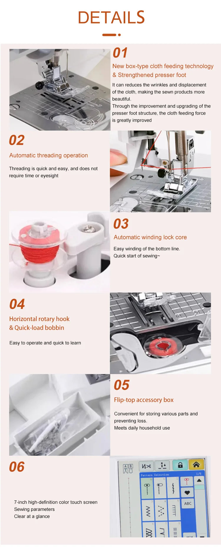 GC-710 Intelligent Large Touch Screen Household Sewing Machine – Automatic, Multifunctional