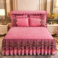 Luxury Crystal Velvet Quilted Bedspread – King & Queen Flannel Bed Skirt