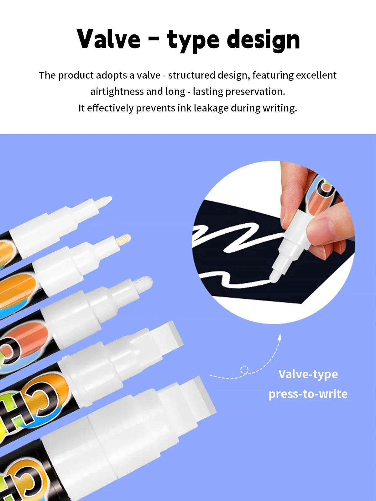 White Liquid Chalk Marker Pen — Erasable, Dust-Free, Water-Based