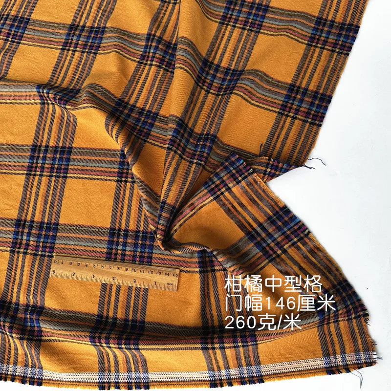 Brushed Plaid 100% Cotton Fabric – 145cm Wide, 250g/m for Shirts, Dresses, Coats & DIY