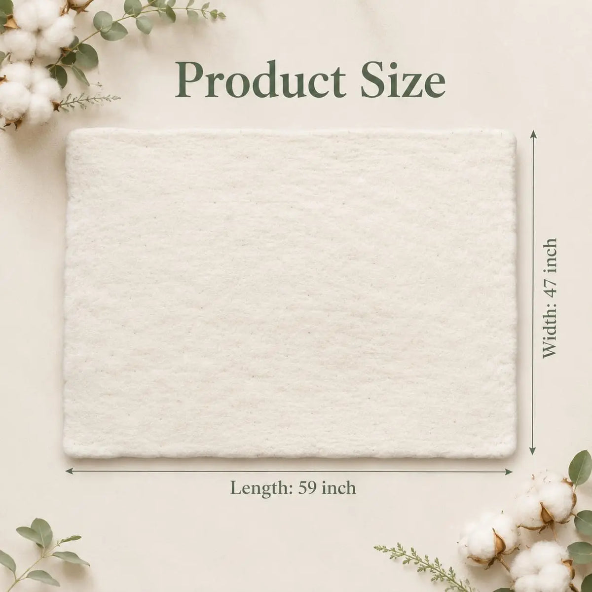 Natural Cotton Quilt Batting – 47 × 59 in, Choice of Weight