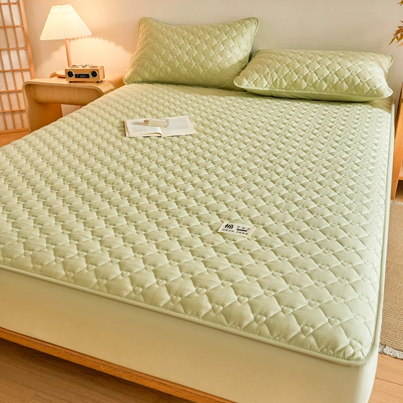 Feng Yu Qing 100% Cotton Quilted Fitted Sheet – 400TC Mattress Protector, Multiple Sizes