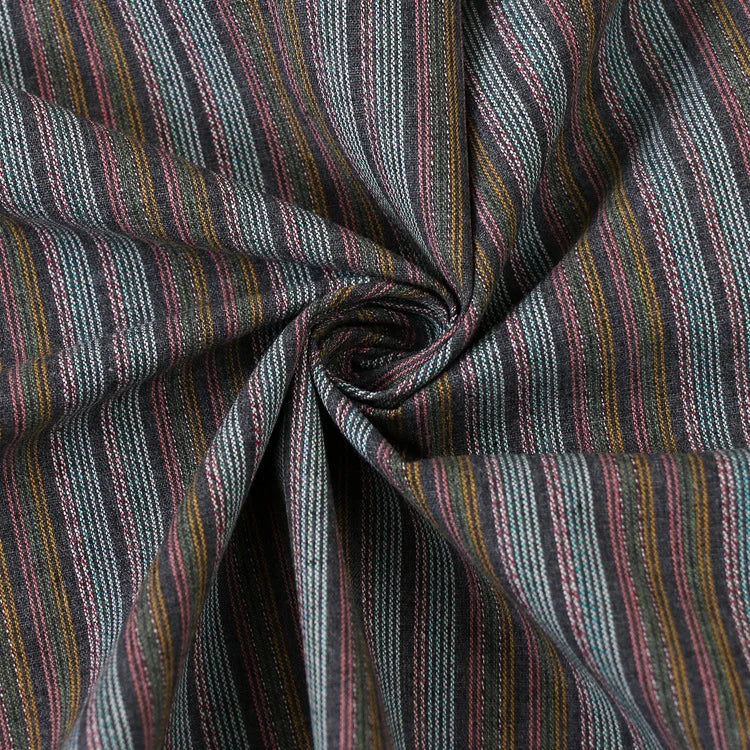 Yarn-Dyed Jacquard Striped Linen Cotton Fabric – 55" Wide, Sold by the Half Yard