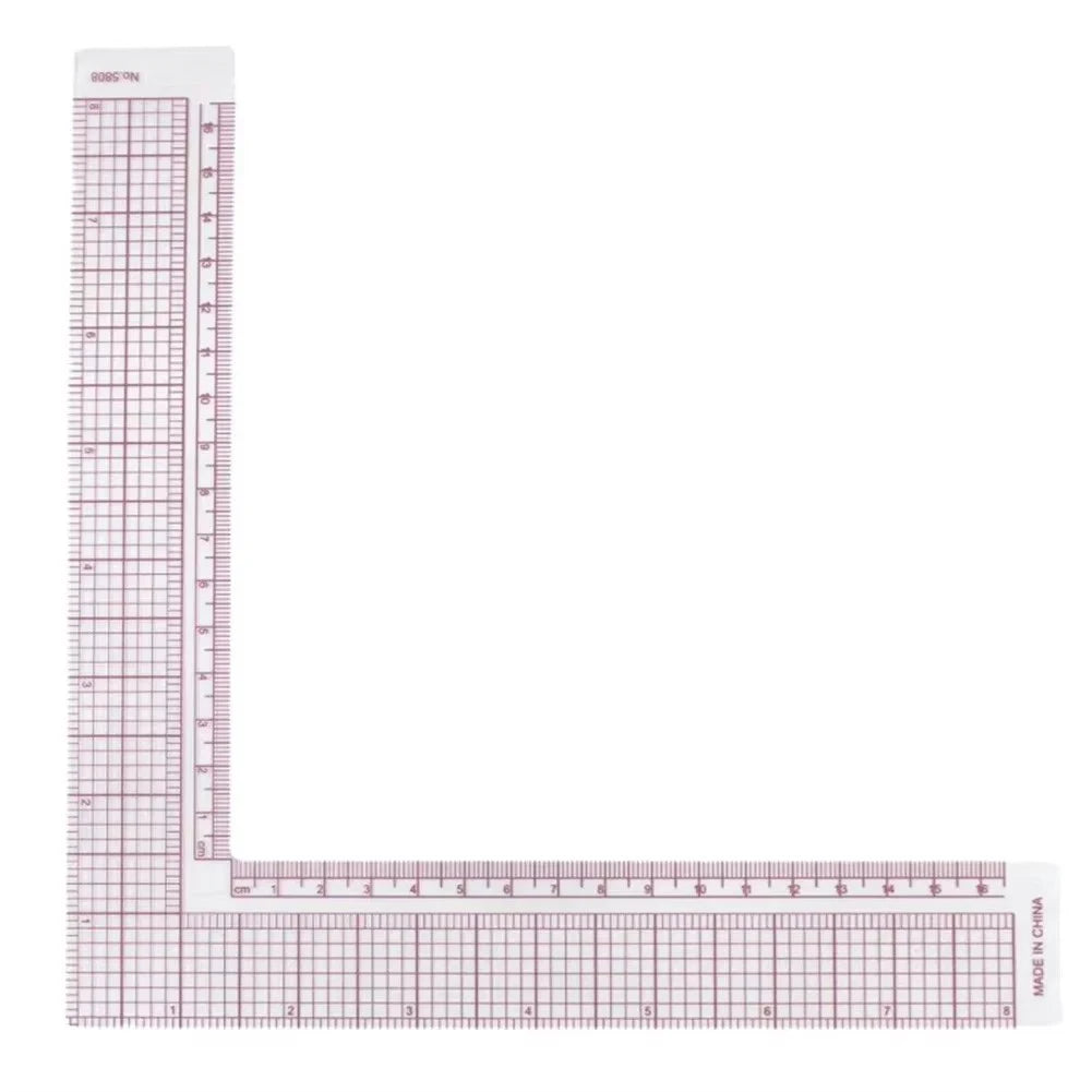 L-Type Right-Angle Quilting & Sewing Ruler – Plastic Patchwork Cutting Ruler for Garment & Fabric Layout