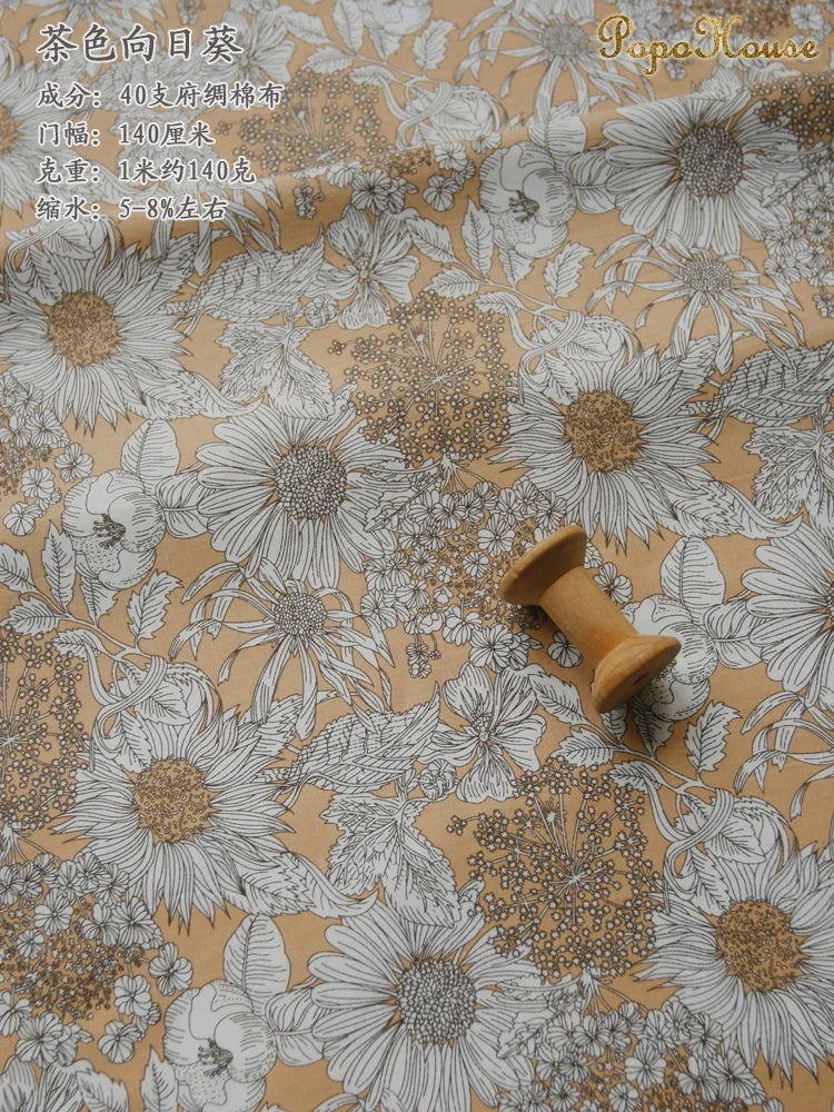 145cm Floral Cotton Poplin Fabric, 50cm Piece