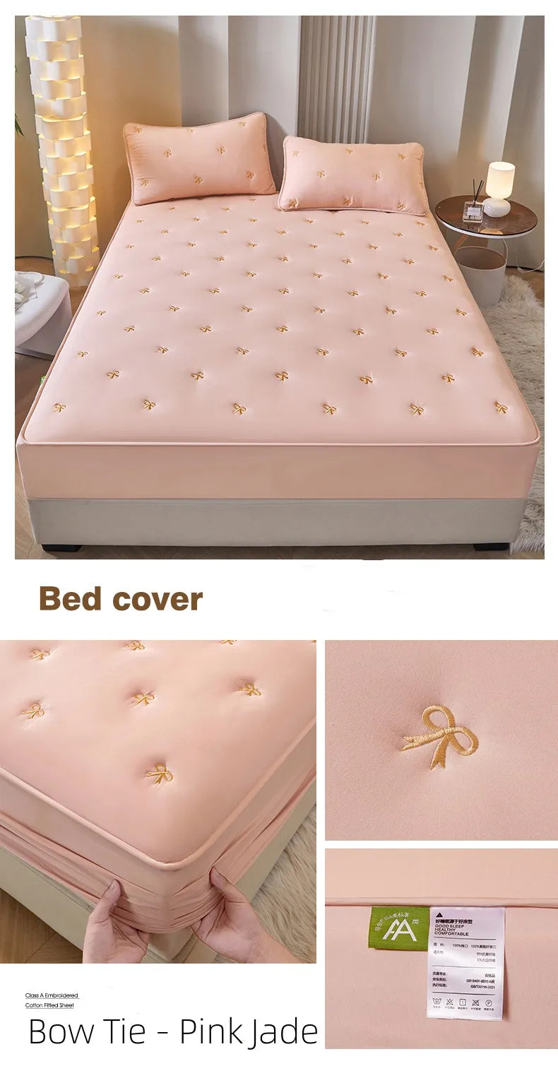 Super Thick Quilted Embroidered Mattress Pad Cover – Single, Queen & King Sizes