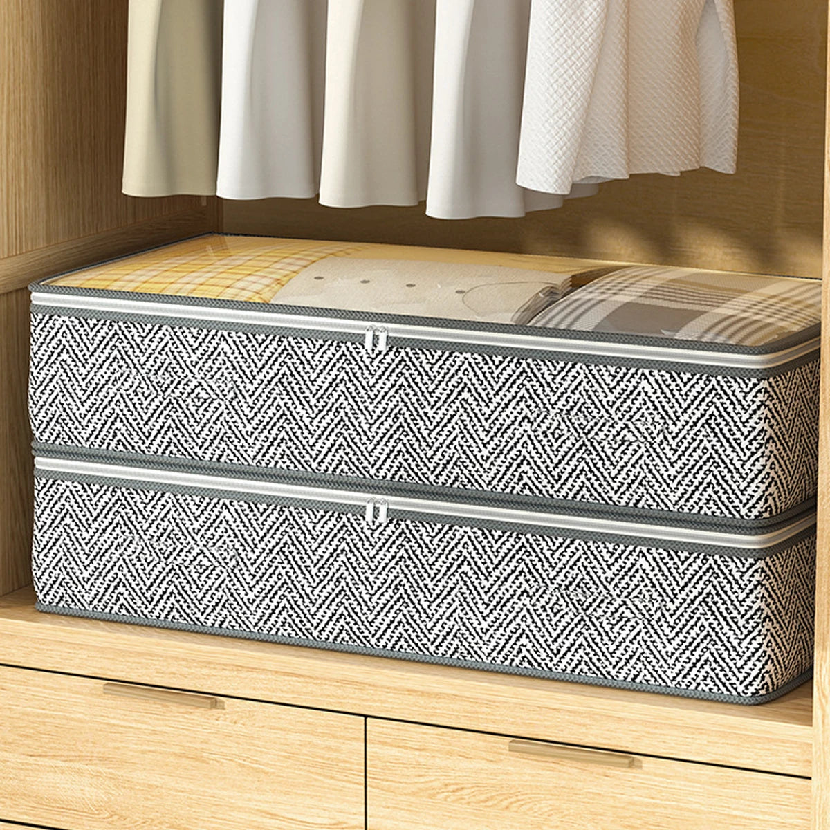 Foldable Underbed Quilt Storage Bag – Large Capacity Dust-Proof Organizer for Quilts, Clothes & Bedding