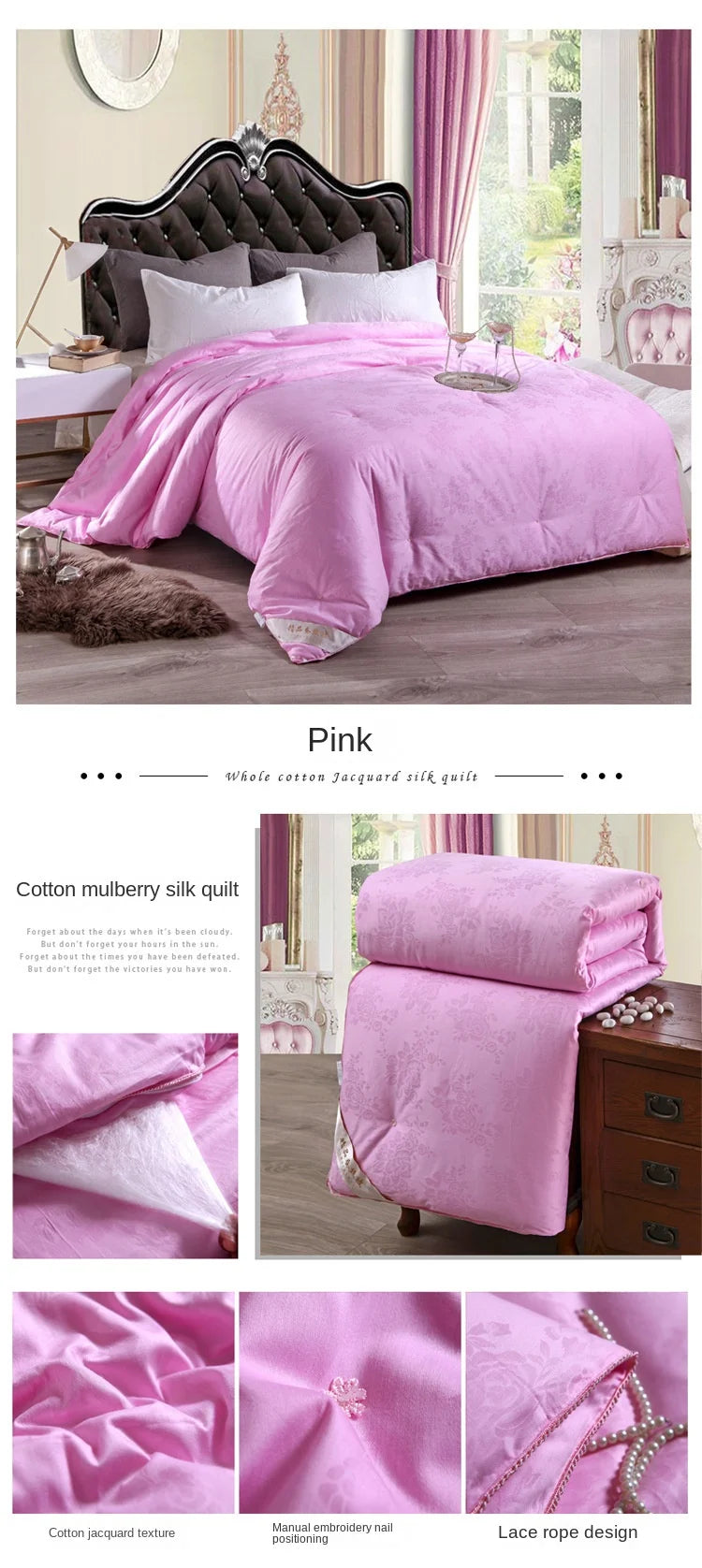 JAGDAMBE Mulberry Silk Quilt – 100% Natural Silk Fill, 300TC Cotton Shell, All-Season Comforter